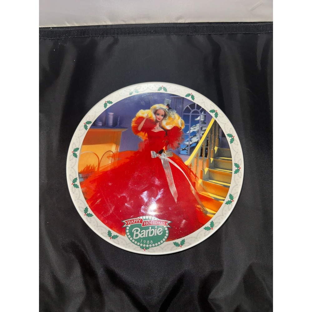 Enesco Happy Holidays Barbie‎ 1988 Limited Edition Collector Plate Red Dress